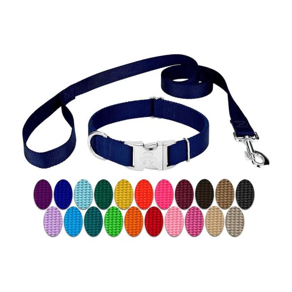 Adjustable Nylon Dog Collar and Leash Set for Small to Large Dogs with Durable Hardware