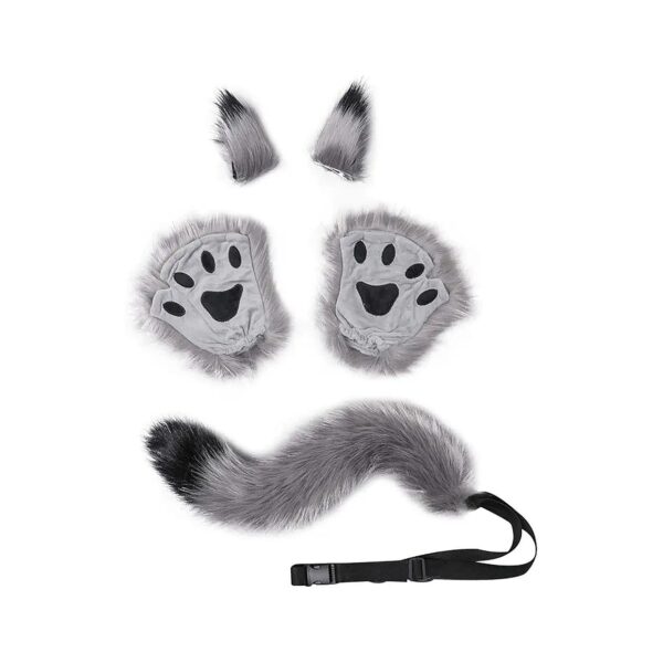 Adjustable One-Size-Fits-All Fox Cat Dog Wolf Paws Tail Ears Cosplay Costume Accessory