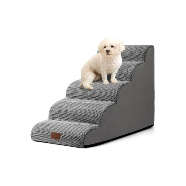 Adjustable Pet Stairs for Small Dogs & Cats, Five Steps for Easy Climb