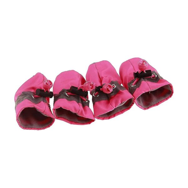 Adjustable Pink Dog Socks with Anti-Slip Soles and Reflective Stripe for Small Pets