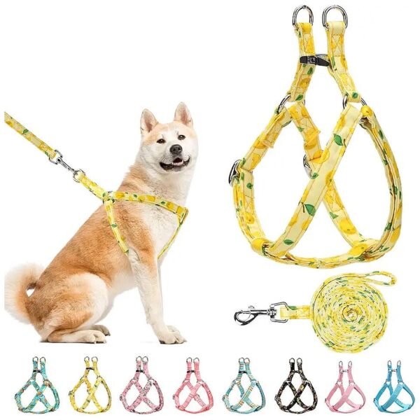 Adjustable Polyester Dog Harness and Leash Set for Puppies and Small Dogs