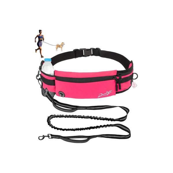 Adjustable Pouch Hand-Free Dog Leash Belt Bag with Reflective Strip for Nighttime Safety