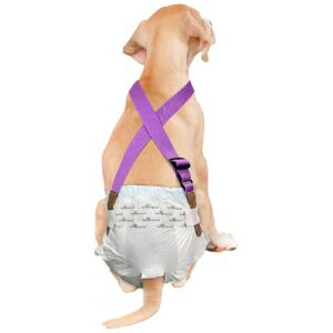 Adjustable Purple Dog Diaper Suspenders with Velcro Fasteners for Small to Medium Pets