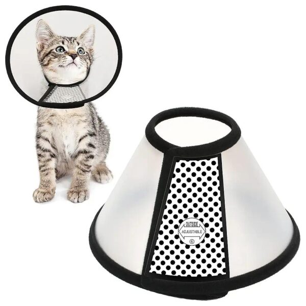 Adjustable Recovery Pet Collar for Cats, Plugged-In Neck Cover with Soft Fabric Edge