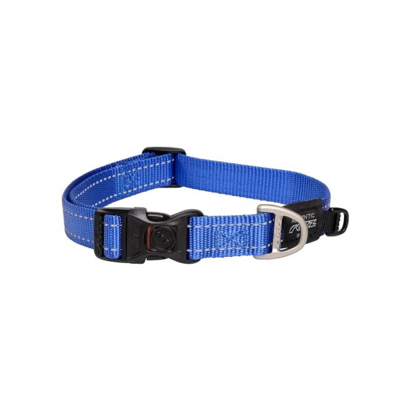 Adjustable Reflective Blue Dog Collar for Dogs 13-22 inches in Neck Size