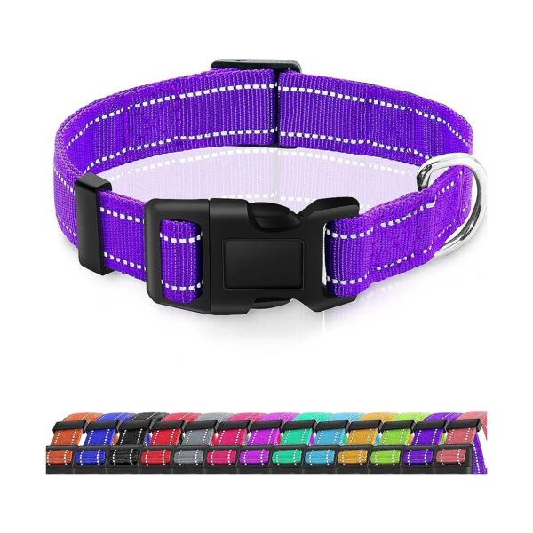 Adjustable Reflective Dog Collars 2-Pack Soft Puppy Collar for Male Female Dogs Purple XL