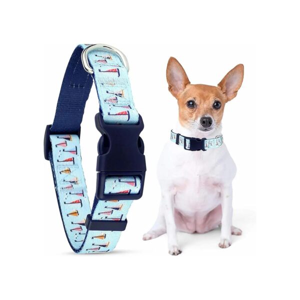 Adjustable Sail Boats Pattern Nylon Dog Collar for Medium and Small Dogs