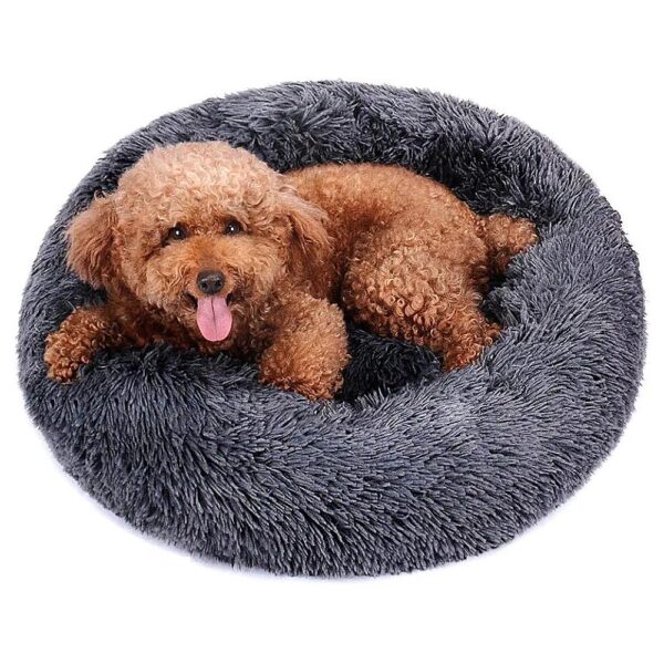 Adjustable Size Donut Dog Bed with Anti-Slip Bottom and Washable Cover for Small Breeds