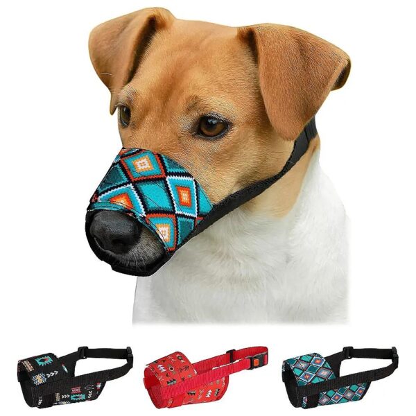 Adjustable Soft Breathable Nylon Dog Mouth Guard Cover for Small and Medium Dog Breeds