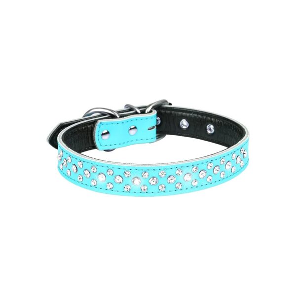 Adjustable Soft Leather Rhinestone Dog Collar for Small Medium Large Dogs