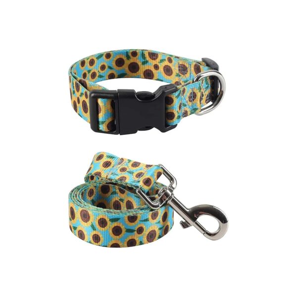 Adjustable Sunflower Collars and Leash Set for Small Medium Large Dogs