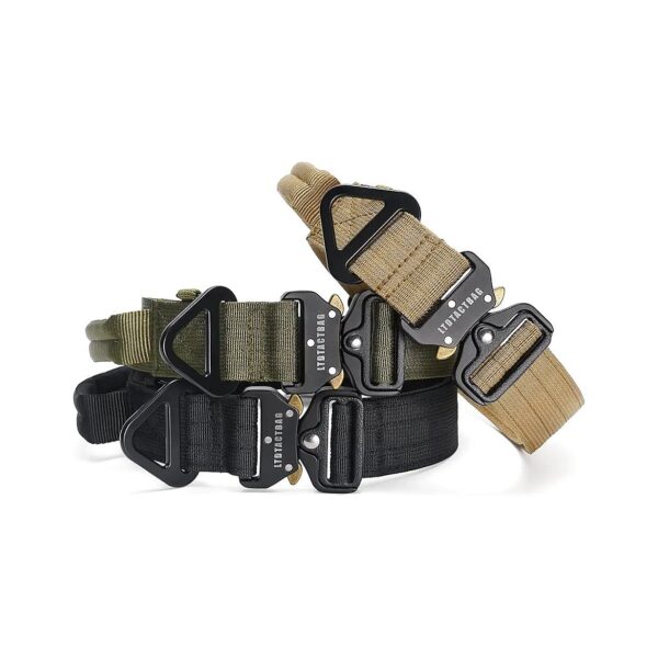 Adjustable Tactical Dog Collar for Large Dogs with Control Handle and Metal Buckle