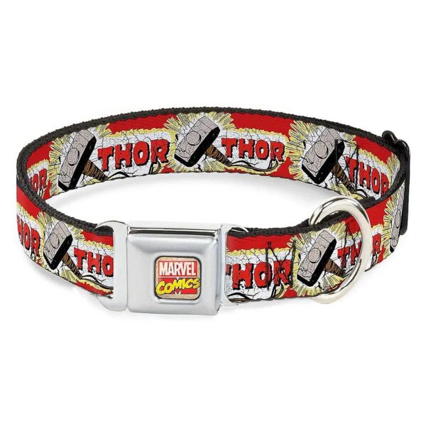 Adjustable Thor Hammer Buckle Dog Collar for Neck Sizes 15 to 26 Inches