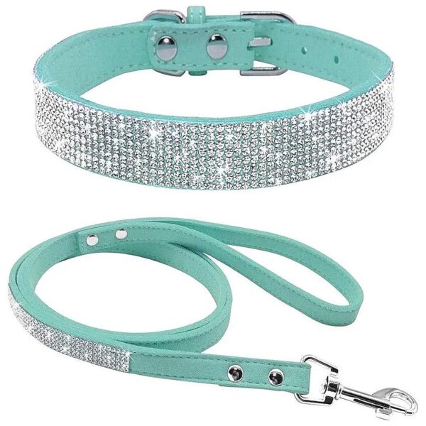 Adjustable Velvet Collar with Rhinestones for Small Dogs 13-15" Neck