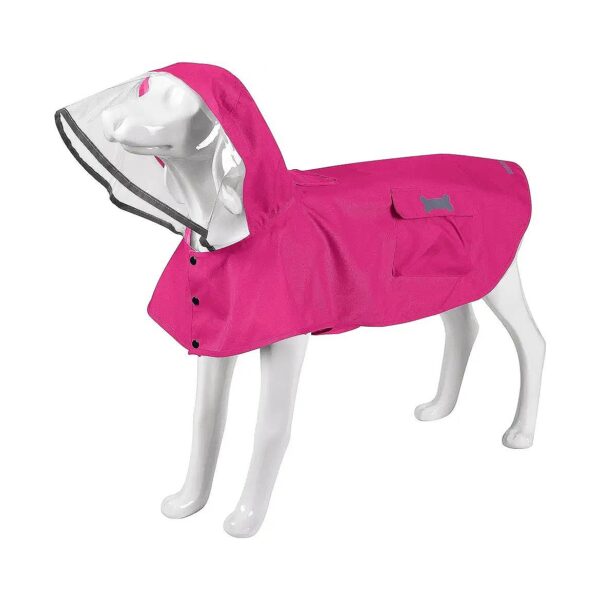 Adjustable Water-Resistant Dog Raincoat with Reflective Strips Small Dark Pink