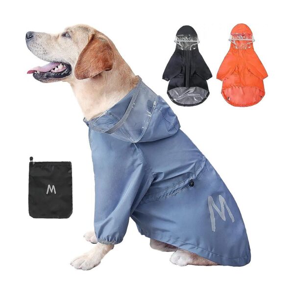 Adjustable Waterproof Dog Raincoat for Small and Medium Breed Dogs with Hood