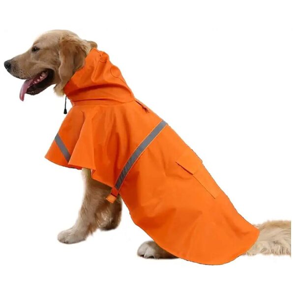 Adjustable Waterproof Dog Raincoat with Reflective Strip for Medium to Large Breeds