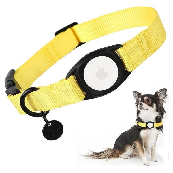 Adjustable Yellow Nylon Dog Collar with Durable Snap Buckle for Small to Large Dogs