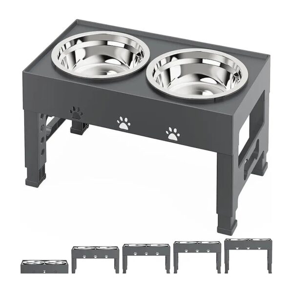 Adjustable and Non-Slip Elevated Dog Bowls for Small Medium Large Breed Dogs