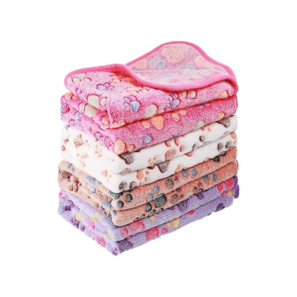 Adorable Paw Print Puppy Blankets in White, Coffee, Pink, and Purple