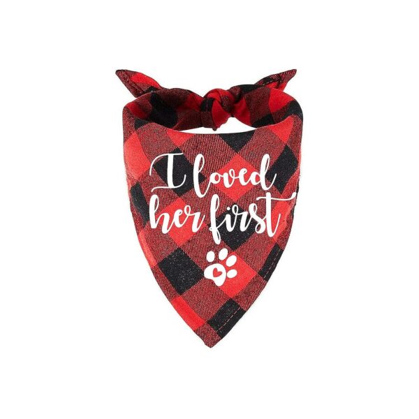 Adorable Red Plaid Pet Bandana Scarf for Dog Cat Engagement Wedding