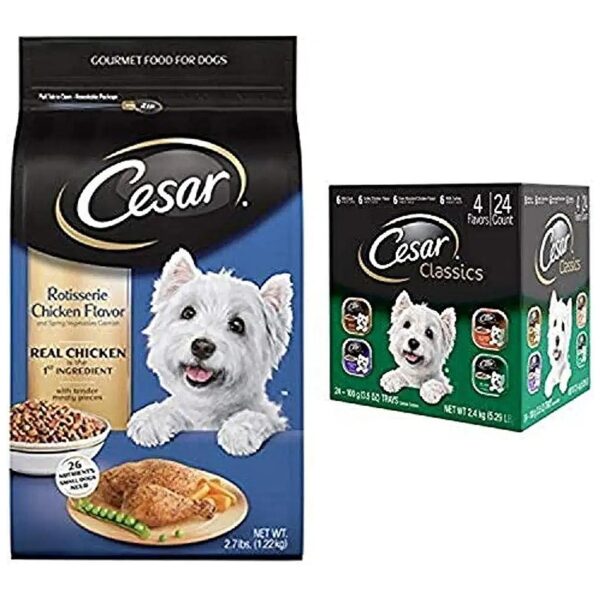 Adult Dog Food Variety Pack with Rotisserie Chicken Flavor and Poultry Wet Food