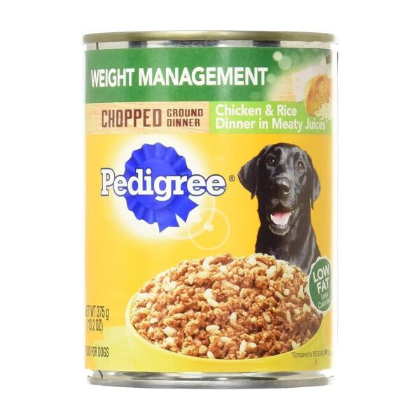 Adult Dog Wet Food for Weight Management, Chicken and Rice Flavor for a Hearty Texture