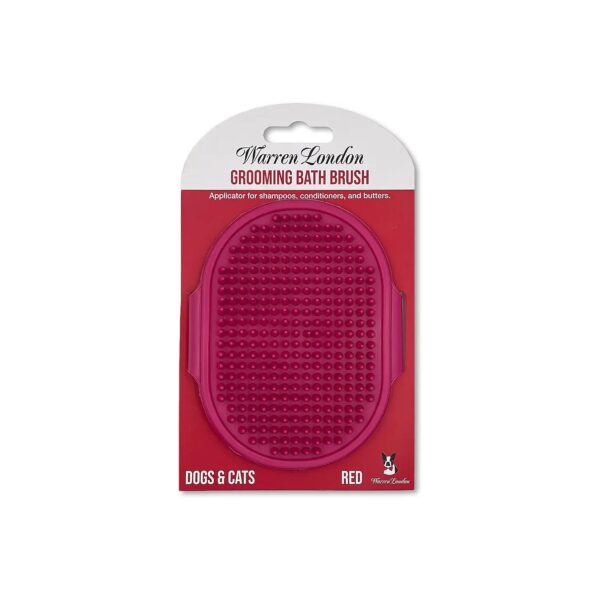 Advanced Pet Brush for Dogs and Cats with Red Oblong Handle and Soft Bristles