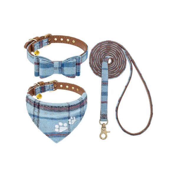 Affordable Dog Leash and Collar Set with Classic Plaid Pattern