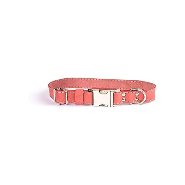 Affordable European Luxury Soft Leather Dog Collar Made in USA Coral XS