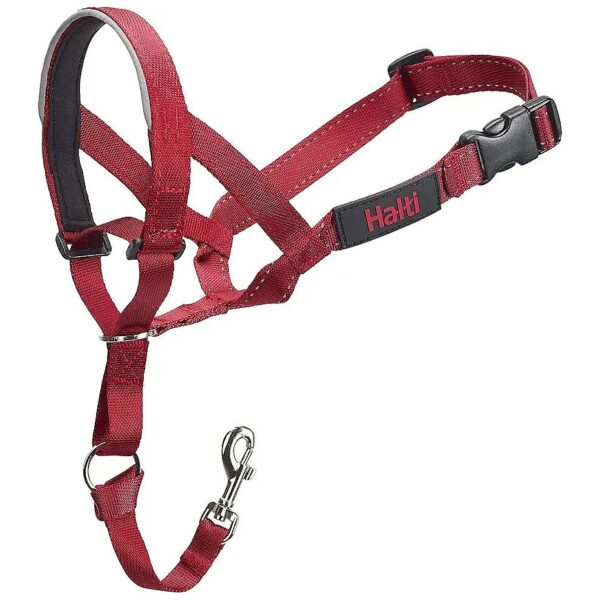 Affordable Red Nylon Dog Headcollar for No Pull Walking, Size 4