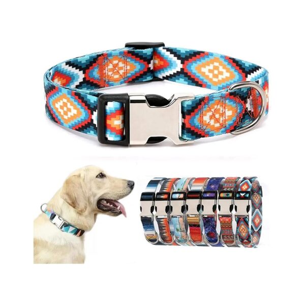 Affordable and Durable Boy Dog Collars with Rhombus Pattern and High-Quality Nylon