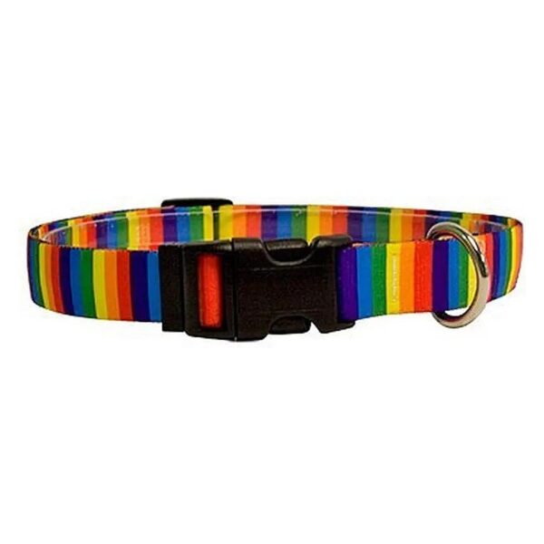 Affordable and Durable Polyester Rainbow Stripes Pet Collar for Small Breed Dogs