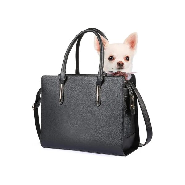 Airline Approved PU Leather Pet Carrier for Small Dogs with Adjustable Shoulder Strap