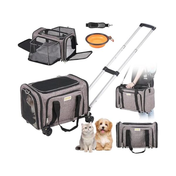 Airline Approved Soft-Sided Pet Carrier with Wheels for Comfortable Travel