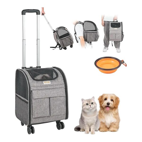 Airline Approved Wheeled Pet Carrier for Small Pets Under 18LBS with Storage Pockets