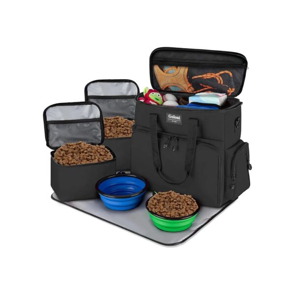 Airline Compliant Dog Travel Accessories Kit with Placemat and Padded Shoulder Strap