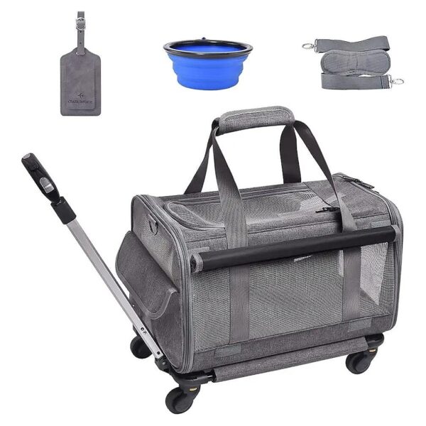 Airline-Approved Pet Carrier with Wheels and Telescoping Handle for Small Cats