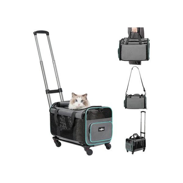 Airline-Approved Pet Carrier with Wheels for Small Dogs and Cats