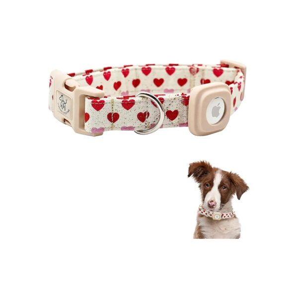 Airtag Ready Dog Collars with Adjustable Cotton Straps for Small Dog Breeds