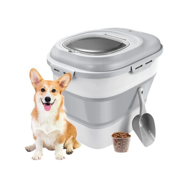 Airtight Pet Food Storage Container with Large Capacity and Collapsible Design