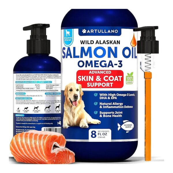 Alaskan Salmon Oil for Dogs Omega 3 Fish Oil Allergy Defense Supplement