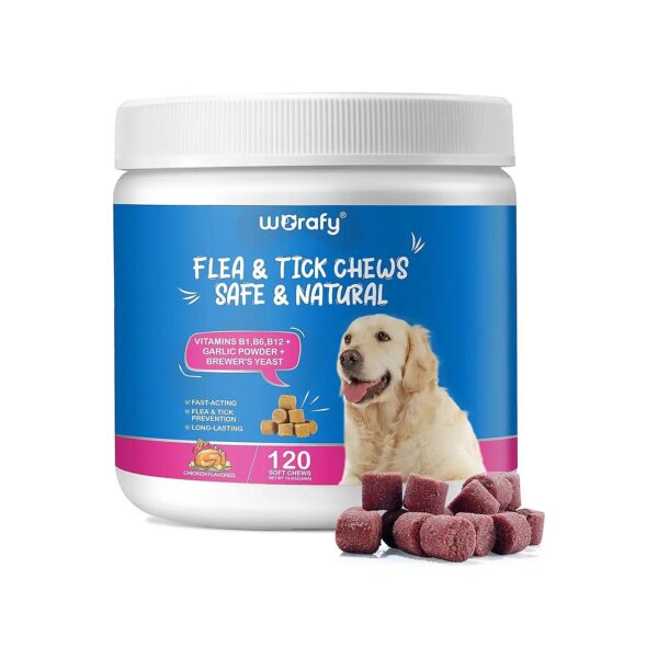 All Age and Breed Flea and Tick Prevention Chews for Dogs with Natural Supplement