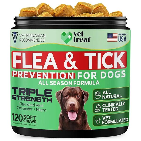 All Natural, Made in USA Flea and Tick Prevention for Dogs, Skin and Coat Support