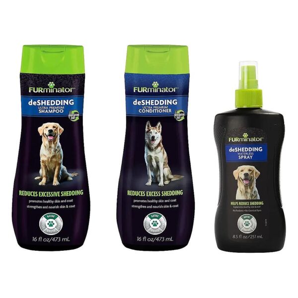 All-Natural Deshedding Shampoo Conditioner and Waterless Spray for Dogs