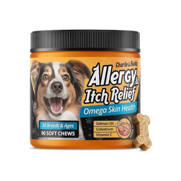 All-Natural Dog Skin and Coat Supplements with Omega 3 and Probiotics for Immune Support