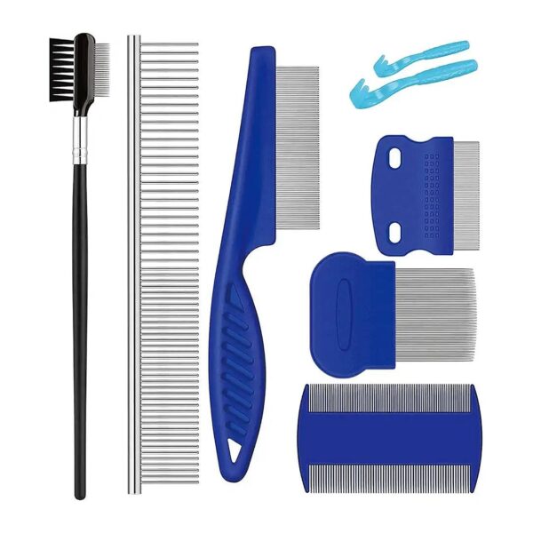 All-in-One Pet Grooming Kit with Tear Stain Remover, Undercoat Rake, and Flea Comb