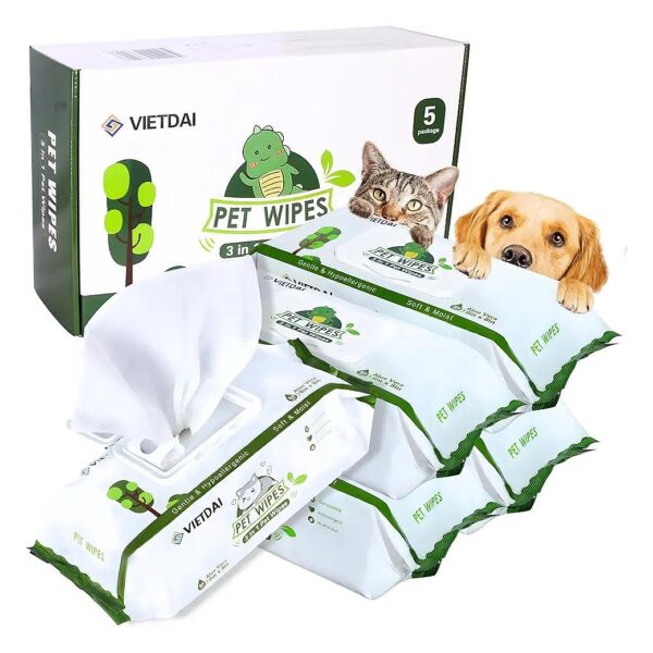 Aloe Vera and Vitamin E Hypoallergenic Dog Wipes for Paw and Body Cleaning