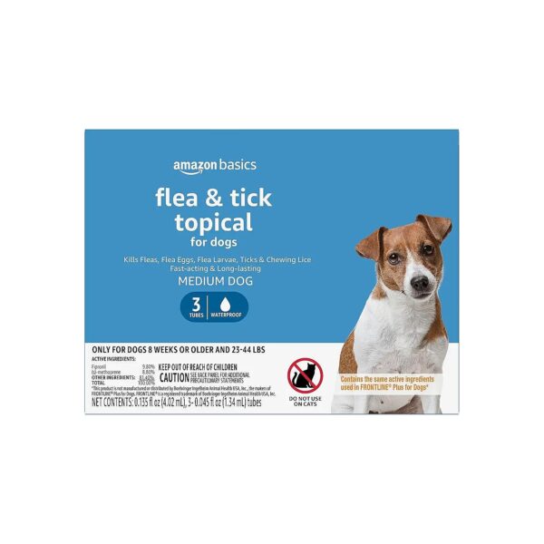 Amazon Basics Flea and Tick Treatment for Medium Dogs 23-44 lbs 3 Count