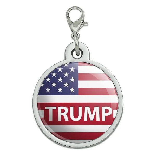 American Flag Chrome Plated Metal Large Pet ID Tag for Dogs and Cats